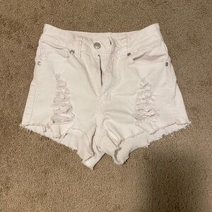 Fashion Nova High Waist Distressed White Shorts